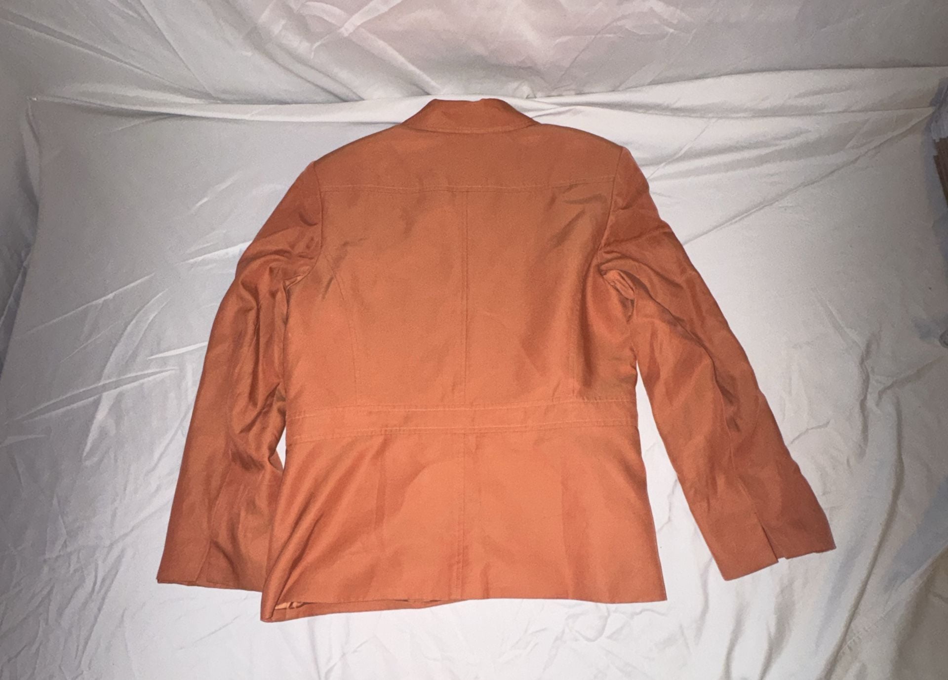 Talbots Safari Jacket Size 14 Orange Button Up Utility Pocket 12
