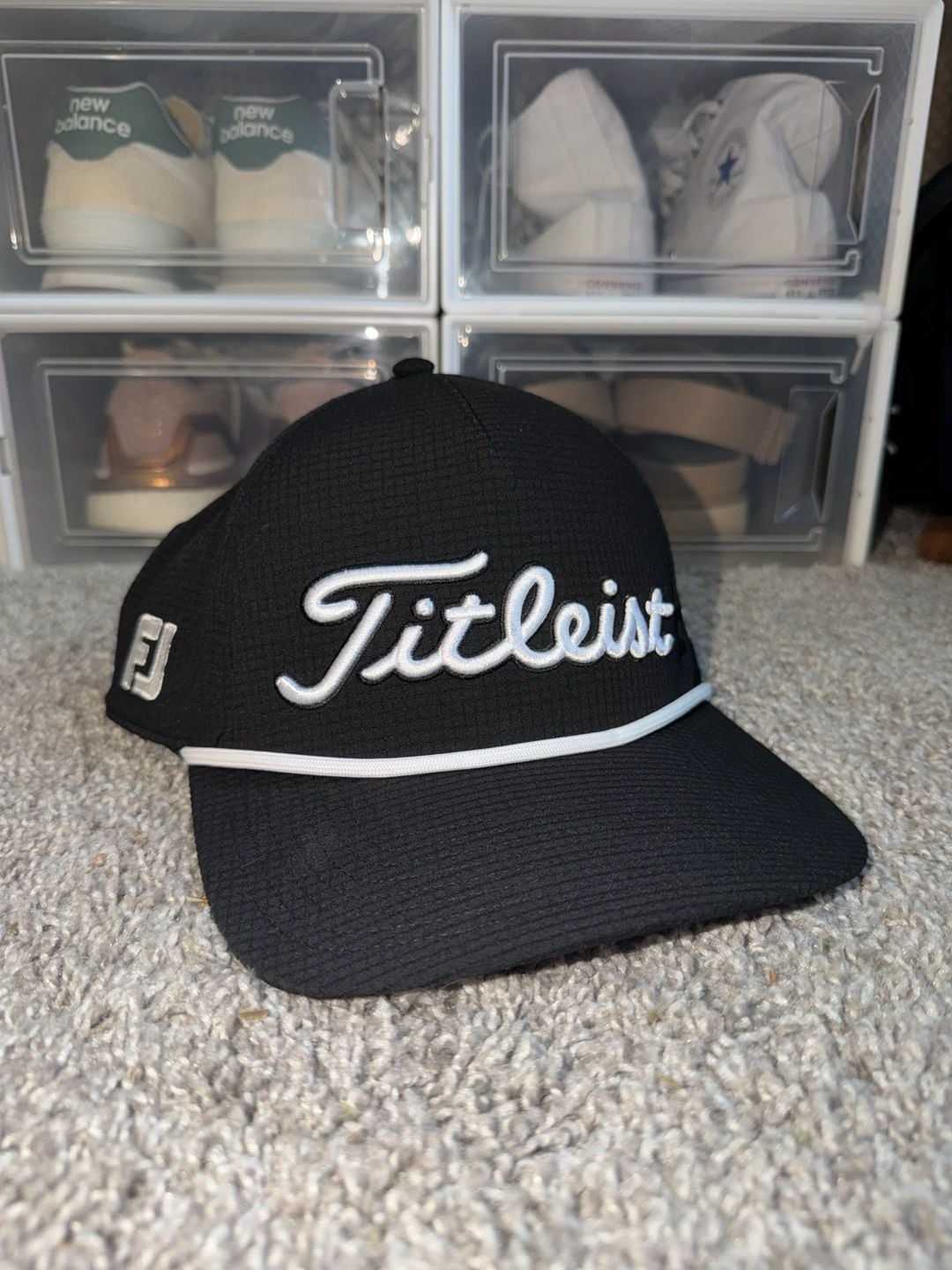 Titleist Tour Rope Golf Hat Black White Snapback Adjustable 2