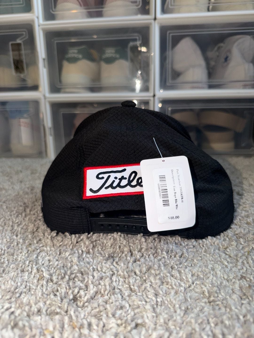 Titleist Tour Rope Golf Hat Black White Snapback Adjustable 3