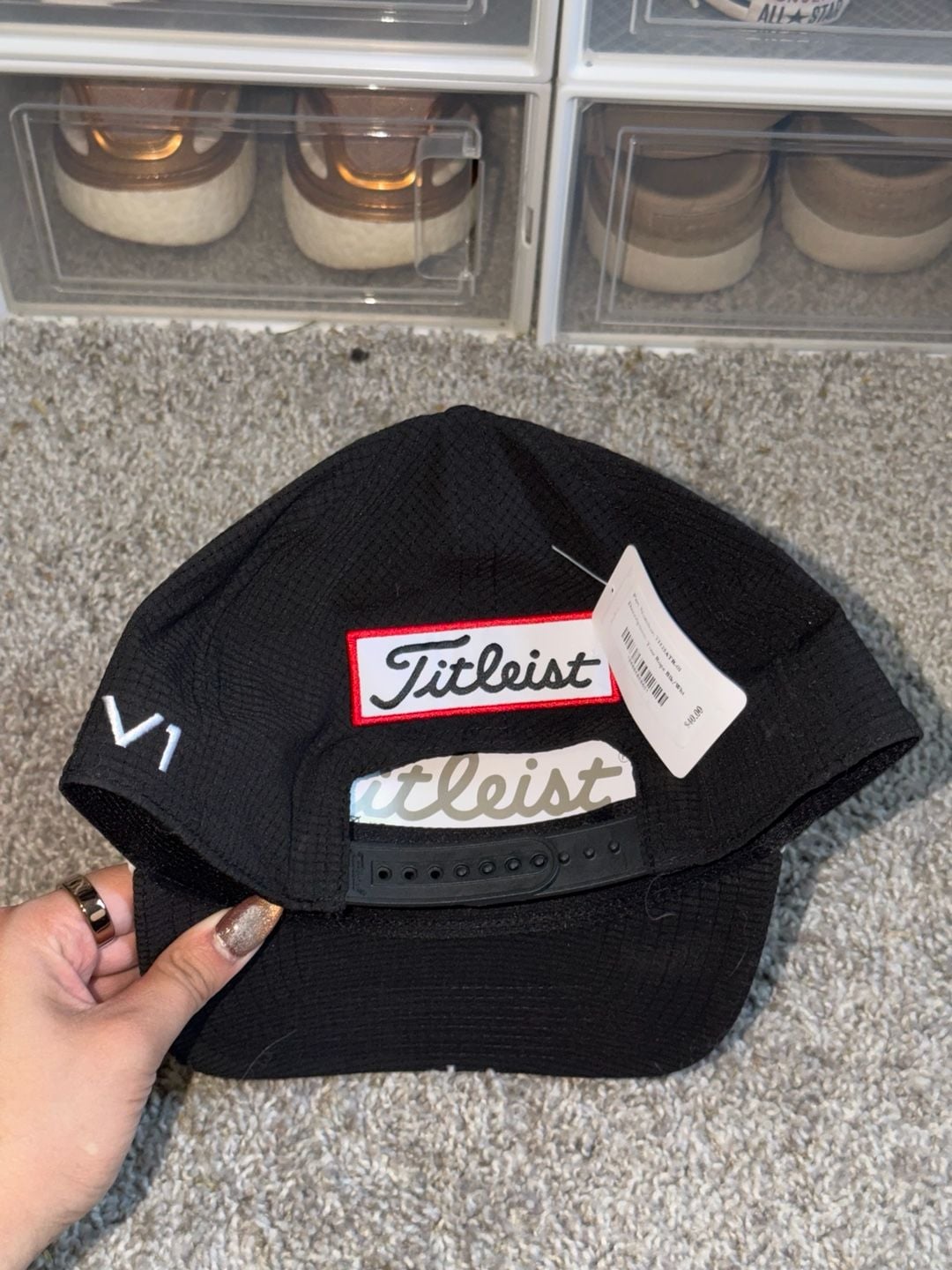 Titleist Tour Rope Golf Hat Black White Snapback Adjustable 4