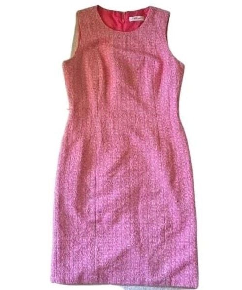 Calvin Klein Sleeveless Pink Tweed Sheath Dress 3
