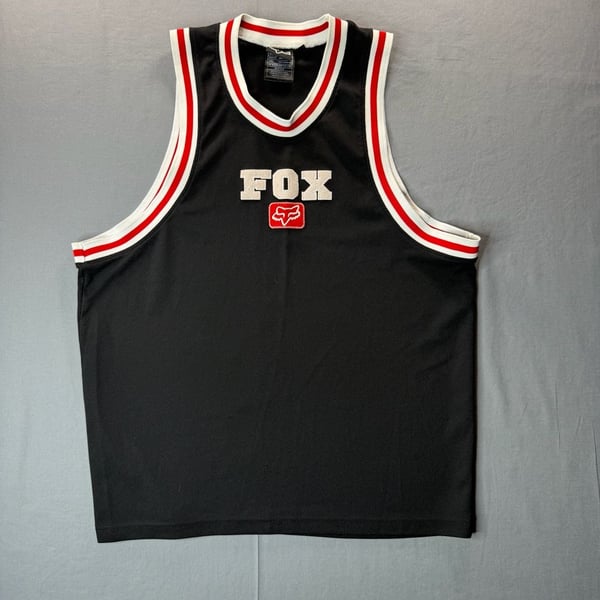 Y2K Fox Racing Basketball Tank Top Black Mesh Vintage Sleeveless Large