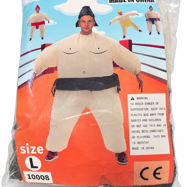 Inflatable Sumo Wrestler Costume Size L Adult Halloween