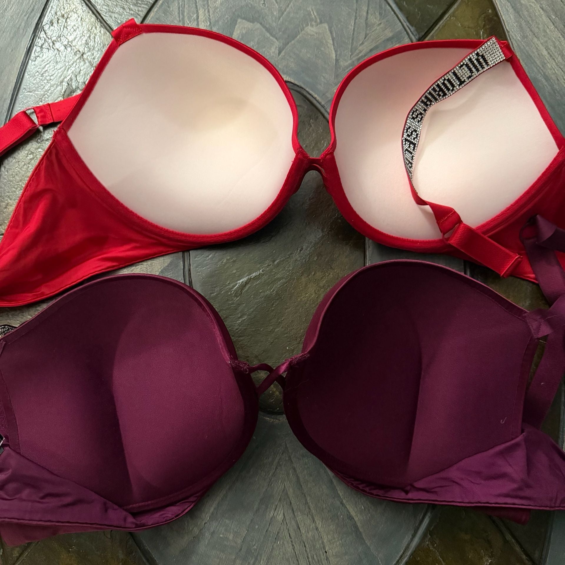 Victoria'S Secret Bombshell Bra Size 38D Burgundy Maroon 2