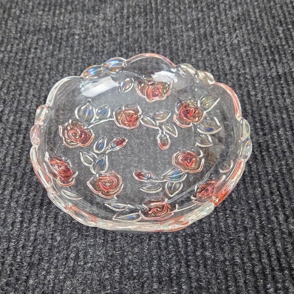 Mikasa Bella Rosa Pink Frost Glass Dish Rose Pattern