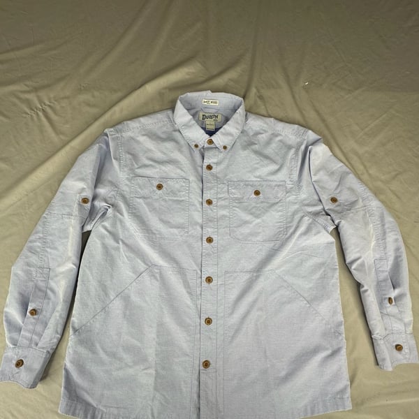 Duluth Trading Co. Untucked Relaxed Fit Long Sleeve Shirt Size L Blue