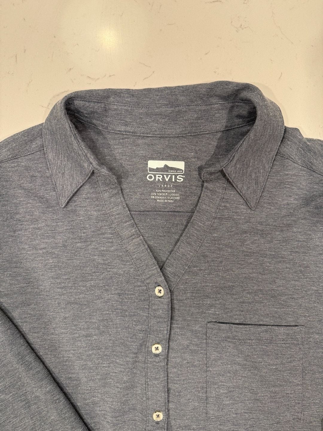 Orvis Knit Long Sleeve Button Down Shirt Size L Gray 3