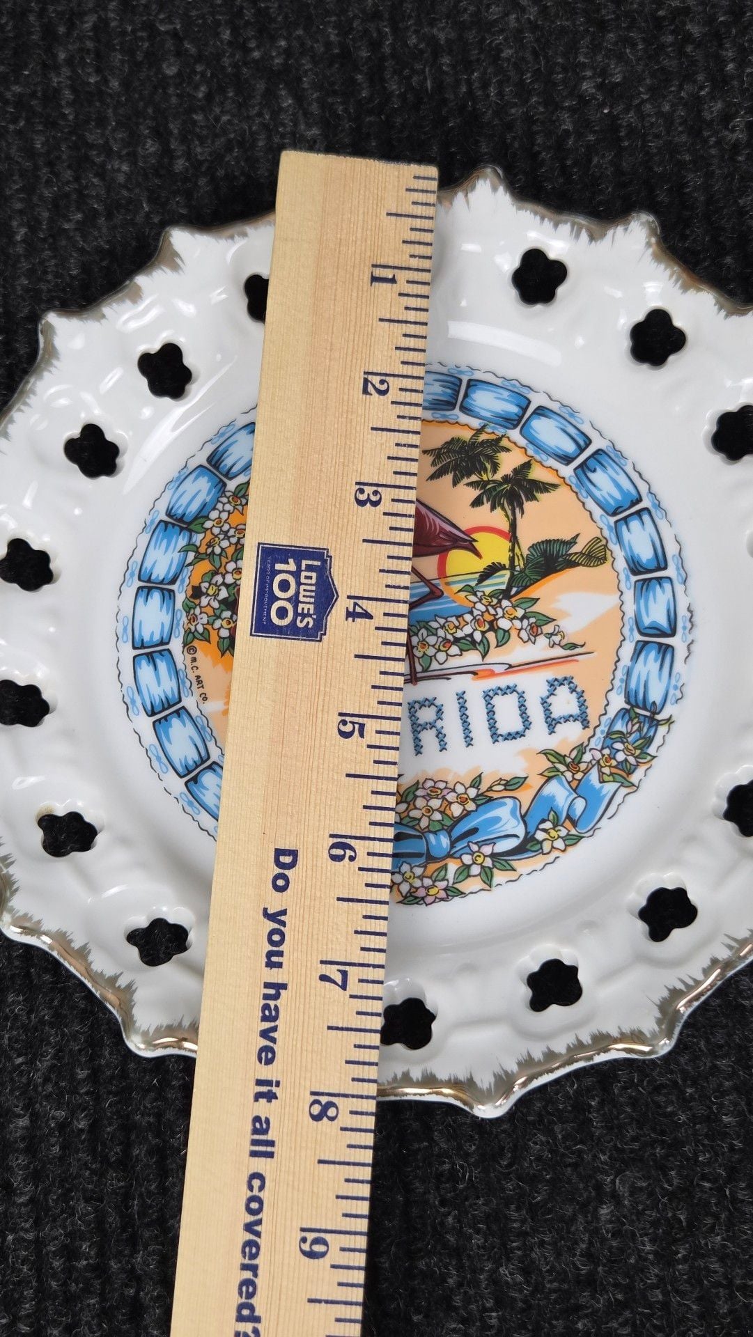 Scotty Florida Souvenir Plate Ceramic Gold Trim Flamingo 7 In 4