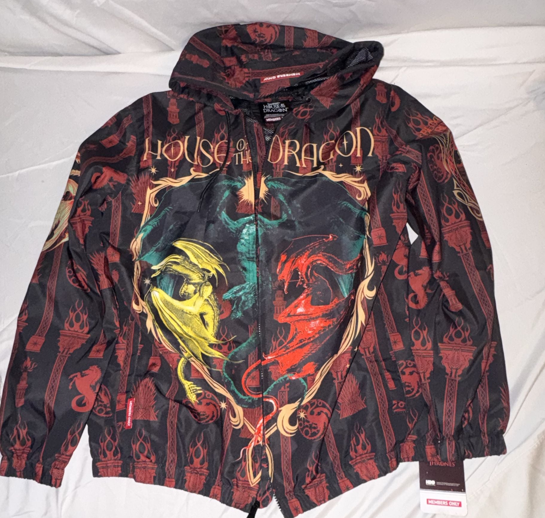 Members Only House Of The Dragon Windbreaker Jacket Size L 2