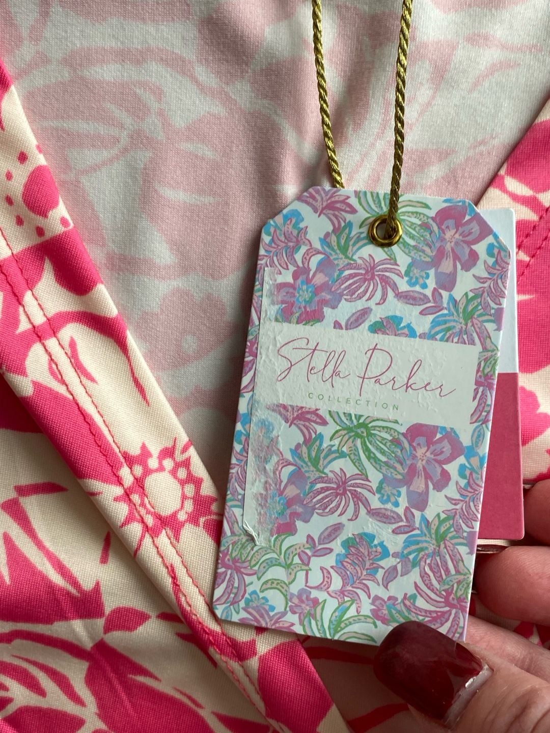Stella Parker CC20189 Floral Dress Size M Acid Pink UPF Sun Protection 3