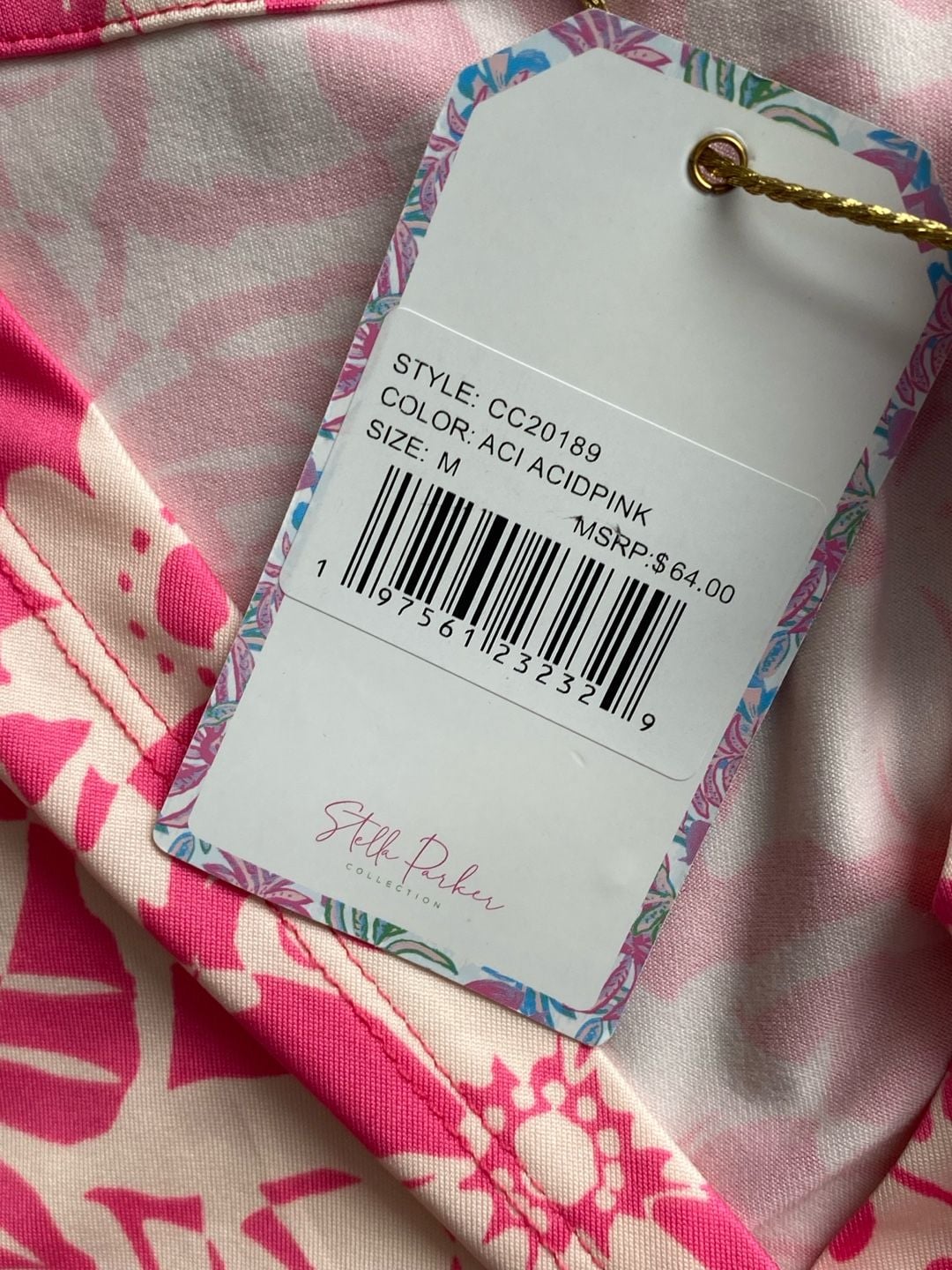 Stella Parker CC20189 Floral Dress Size M Acid Pink UPF Sun Protection 5
