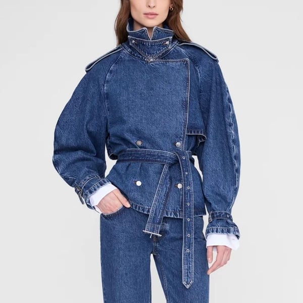 Anine Bing Pascale Trench Jacket Clean Indigo size Large