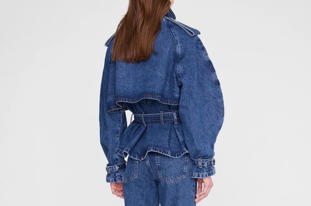 Anine Bing Pascale Trench Jacket Clean Indigo size Large 3