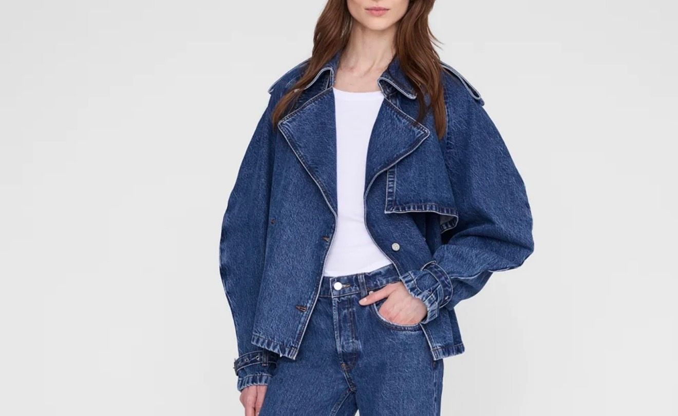Anine Bing Pascale Trench Jacket Clean Indigo size Large 4