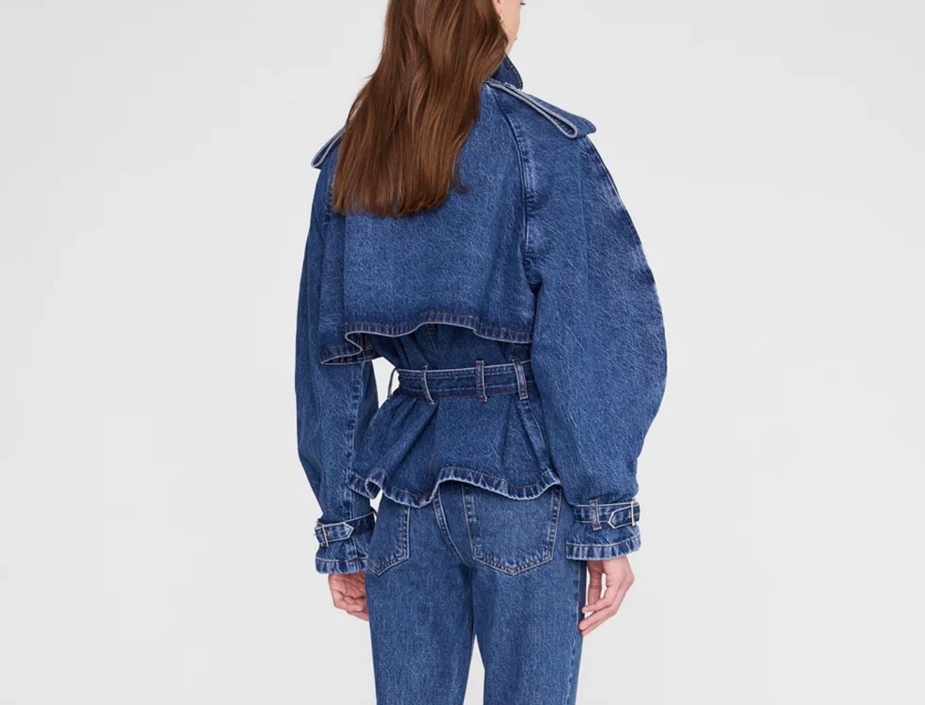 Anine Bing Pascale Trench Jacket Clean Indigo size Large 5