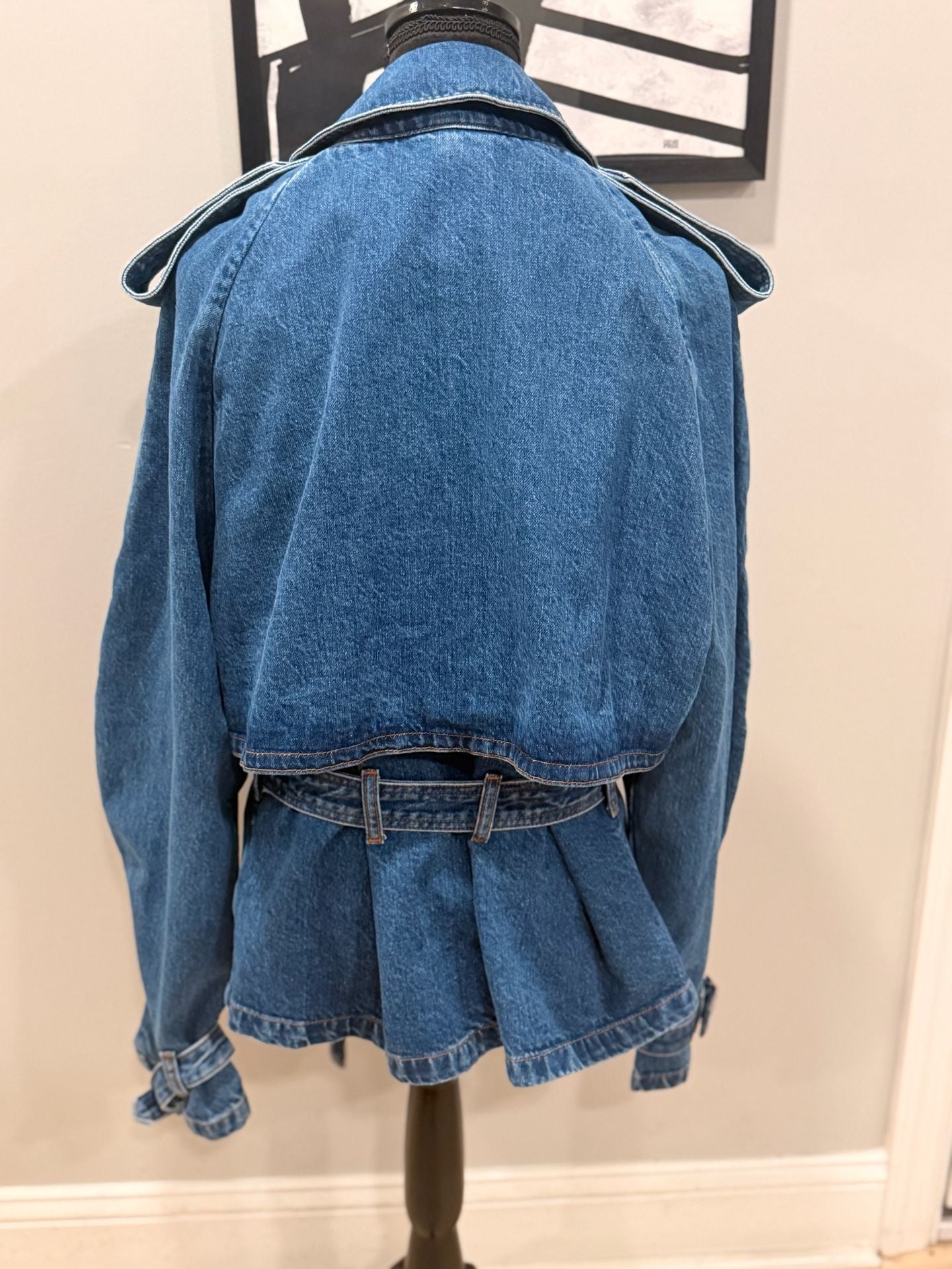 Anine Bing Pascale Trench Jacket Clean Indigo size Large 8