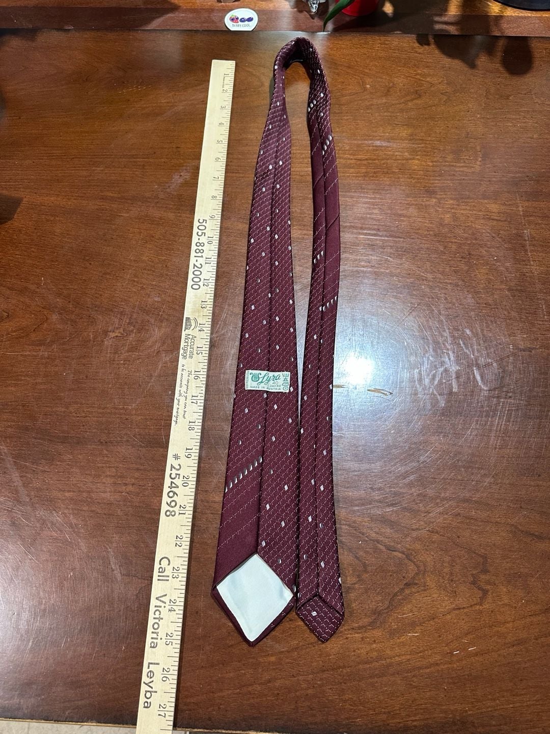 Lyra Necktie Burgundy Polyester Patterned 2