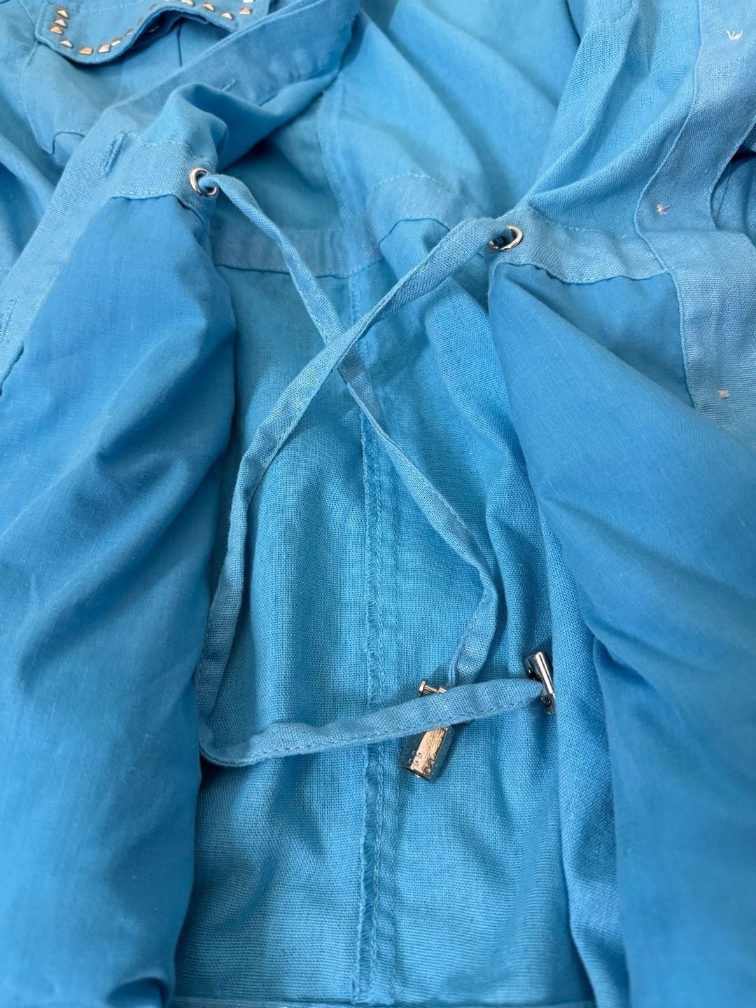 Boston Proper Jacket Size XL Blue Studded Linen Blend 8