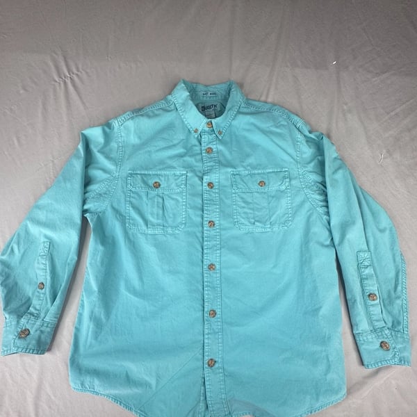 Duluth Trading Co. Untucked Shirt Size L Relaxed Fit Teal Long Sleeve