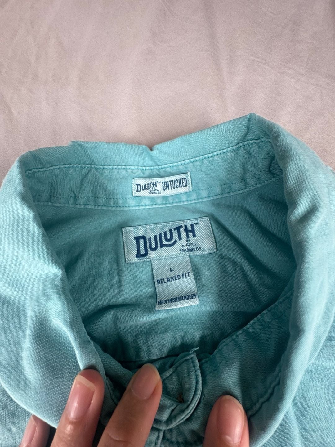 Duluth Trading Co. Untucked Shirt Size L Relaxed Fit Teal Long Sleeve 3