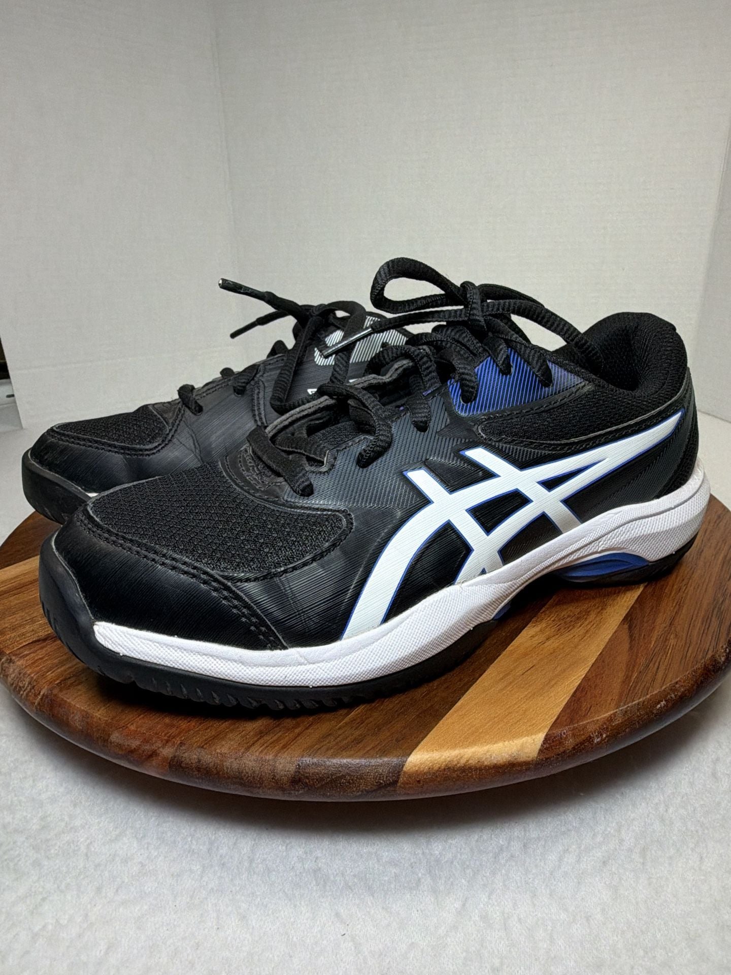 ASICS Gel-Game GS Size 3 Black White Blue Tennis Shoes Athletic Sporty Sneakers 2