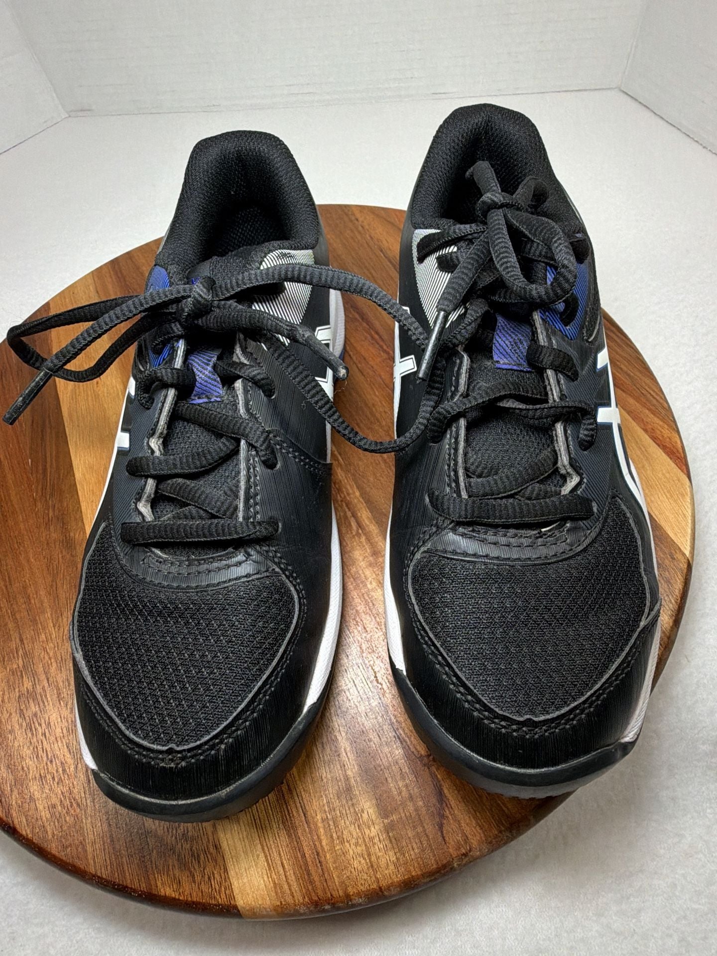 ASICS Gel-Game GS Size 3 Black White Blue Tennis Shoes Athletic Sporty Sneakers 4