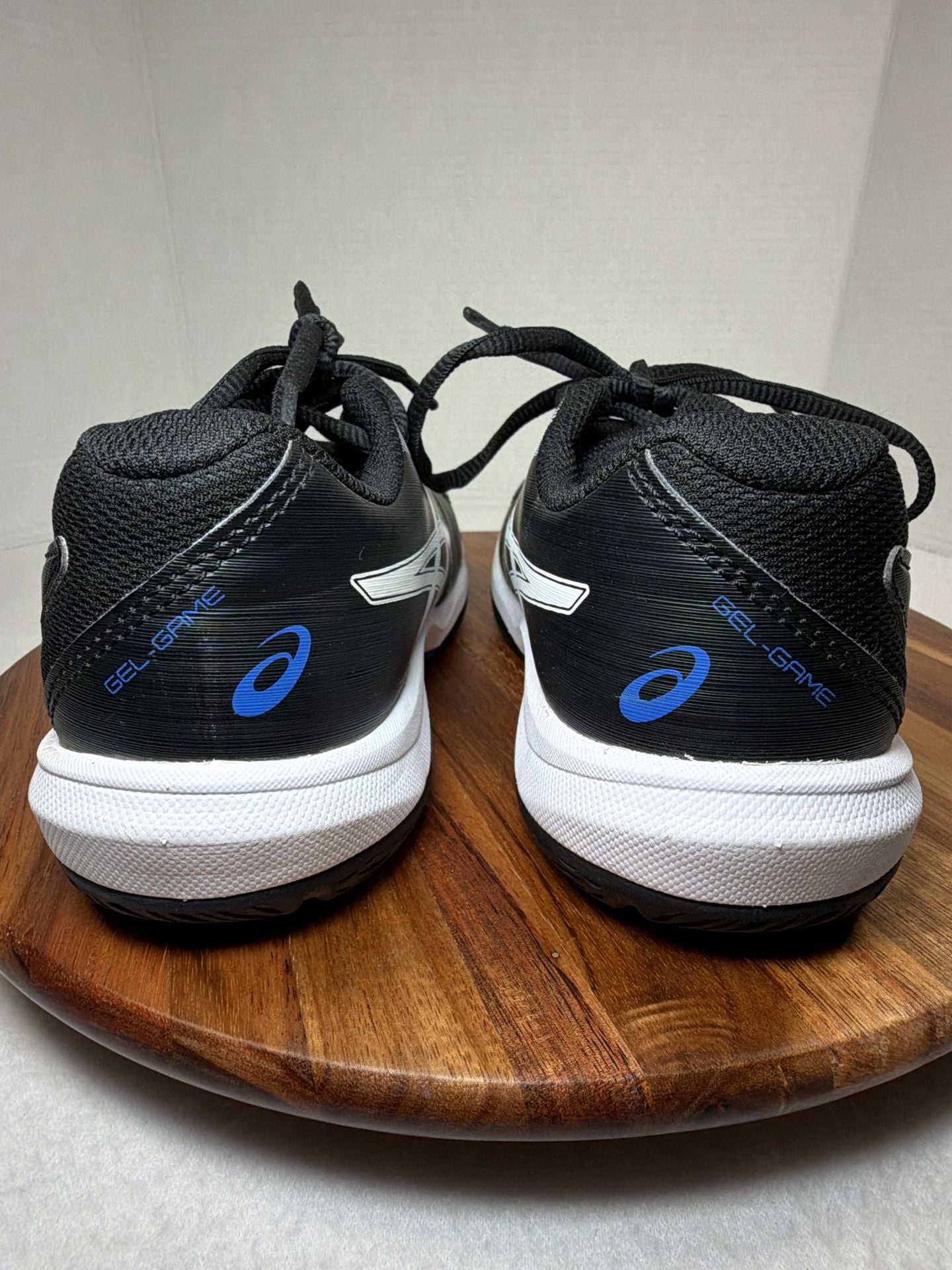 ASICS Gel-Game GS Size 3 Black White Blue Tennis Shoes Athletic Sporty Sneakers 6