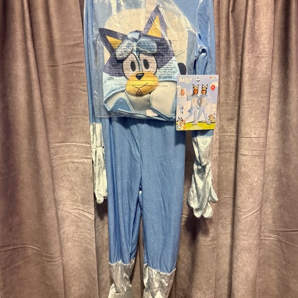 Disguise Bluey Deluxe Toddler Costume Size M 3T-4T Blue Jumpsuit Hood
