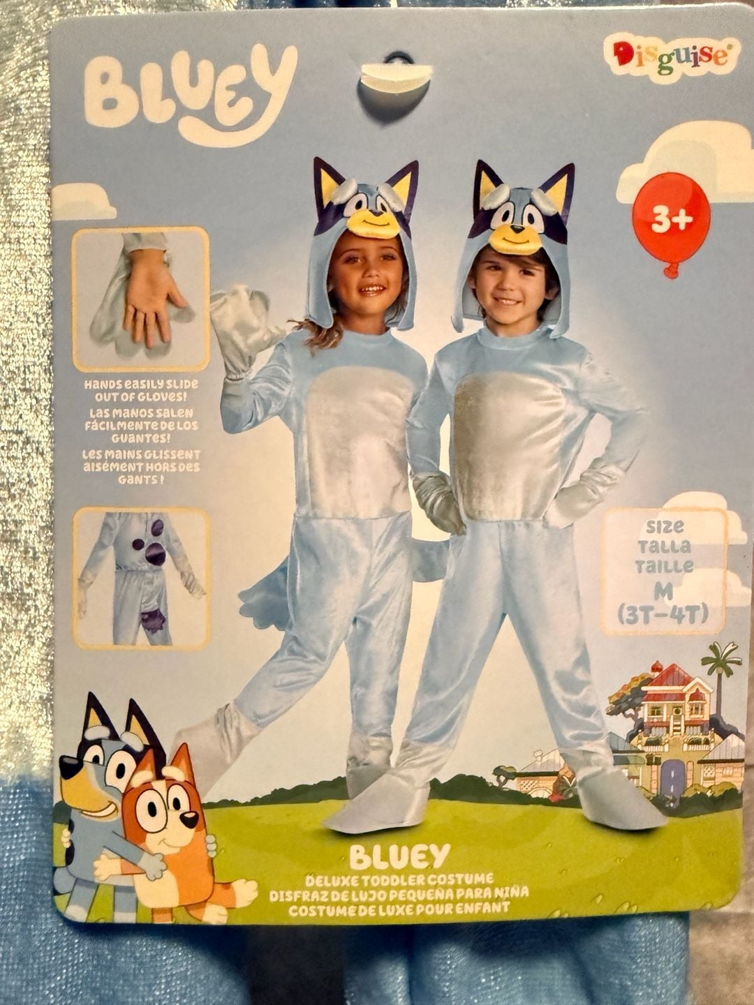 Disguise Bluey Deluxe Toddler Costume Size M 3T-4T Blue Jumpsuit Hood 3