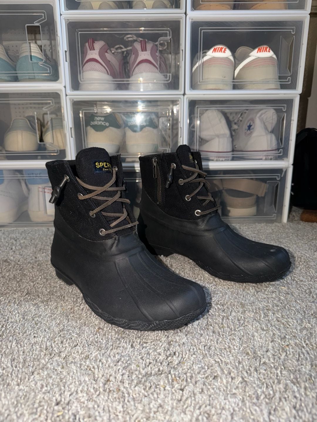 Sperry Saltwater Boots Size 8 Black Rubber Duck Rain Boots STS84384 2