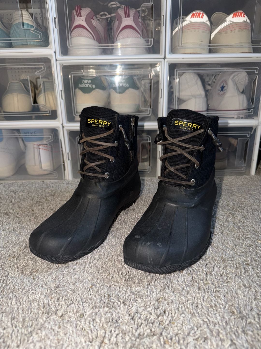 Sperry Saltwater Boots Size 8 Black Rubber Duck Rain Boots STS84384 3