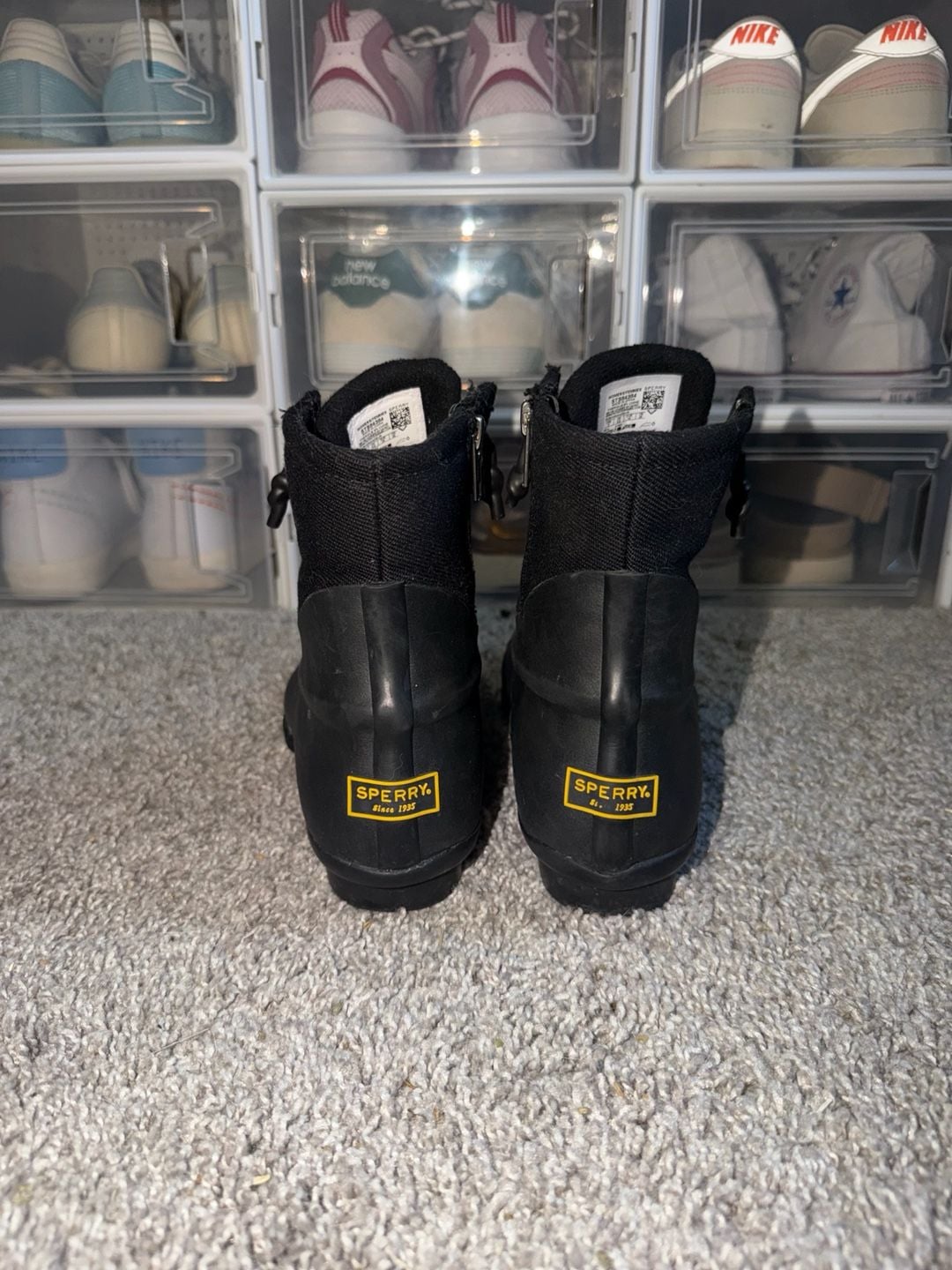 Sperry Saltwater Boots Size 8 Black Rubber Duck Rain Boots STS84384 4