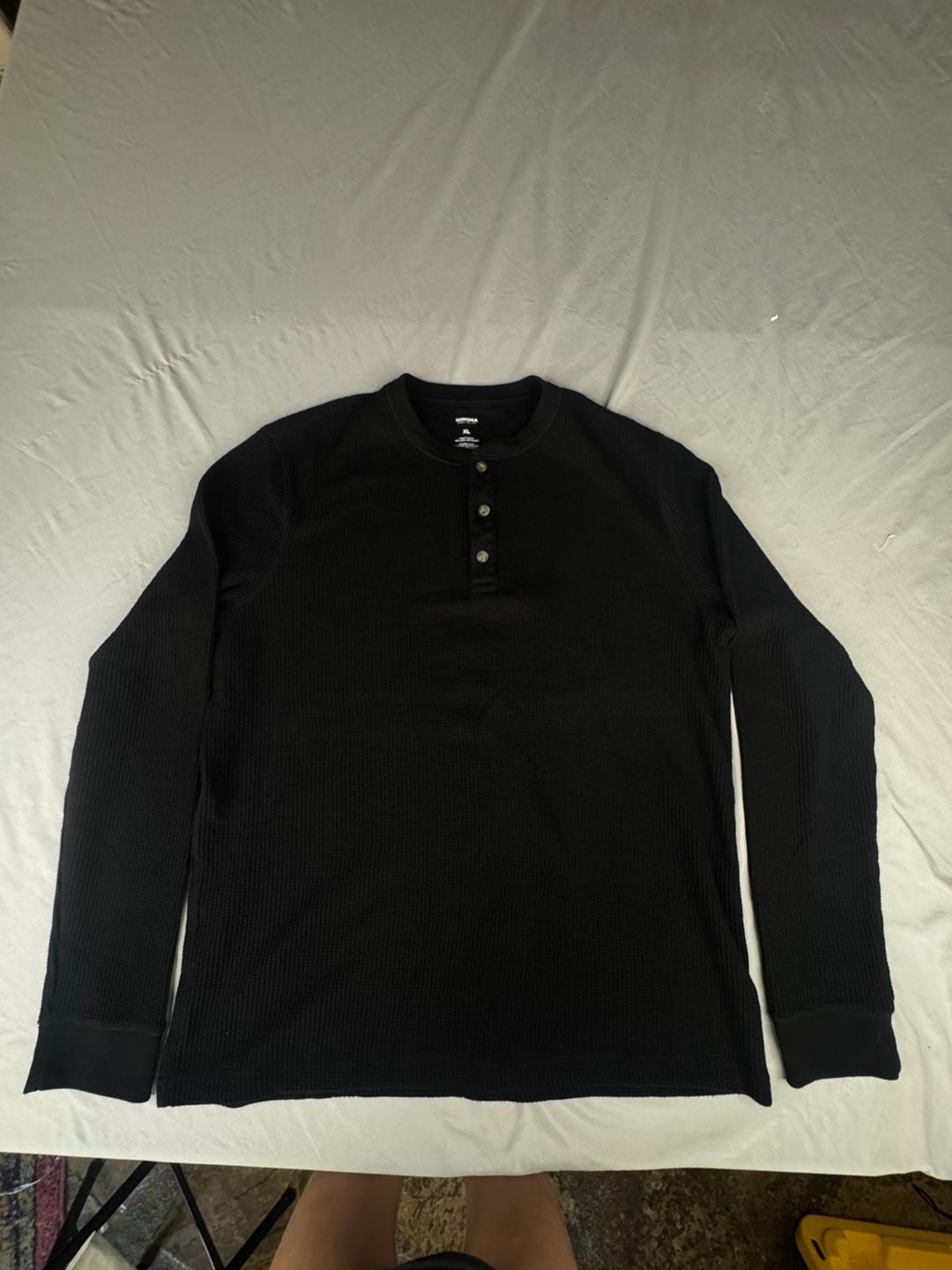 Sonoma Goods For Life Waffle Henley Shirt Size XL Black Long Sleeve 2