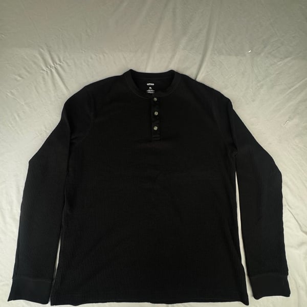 Sonoma Goods For Life Waffle Henley Shirt Size XL Black Long Sleeve