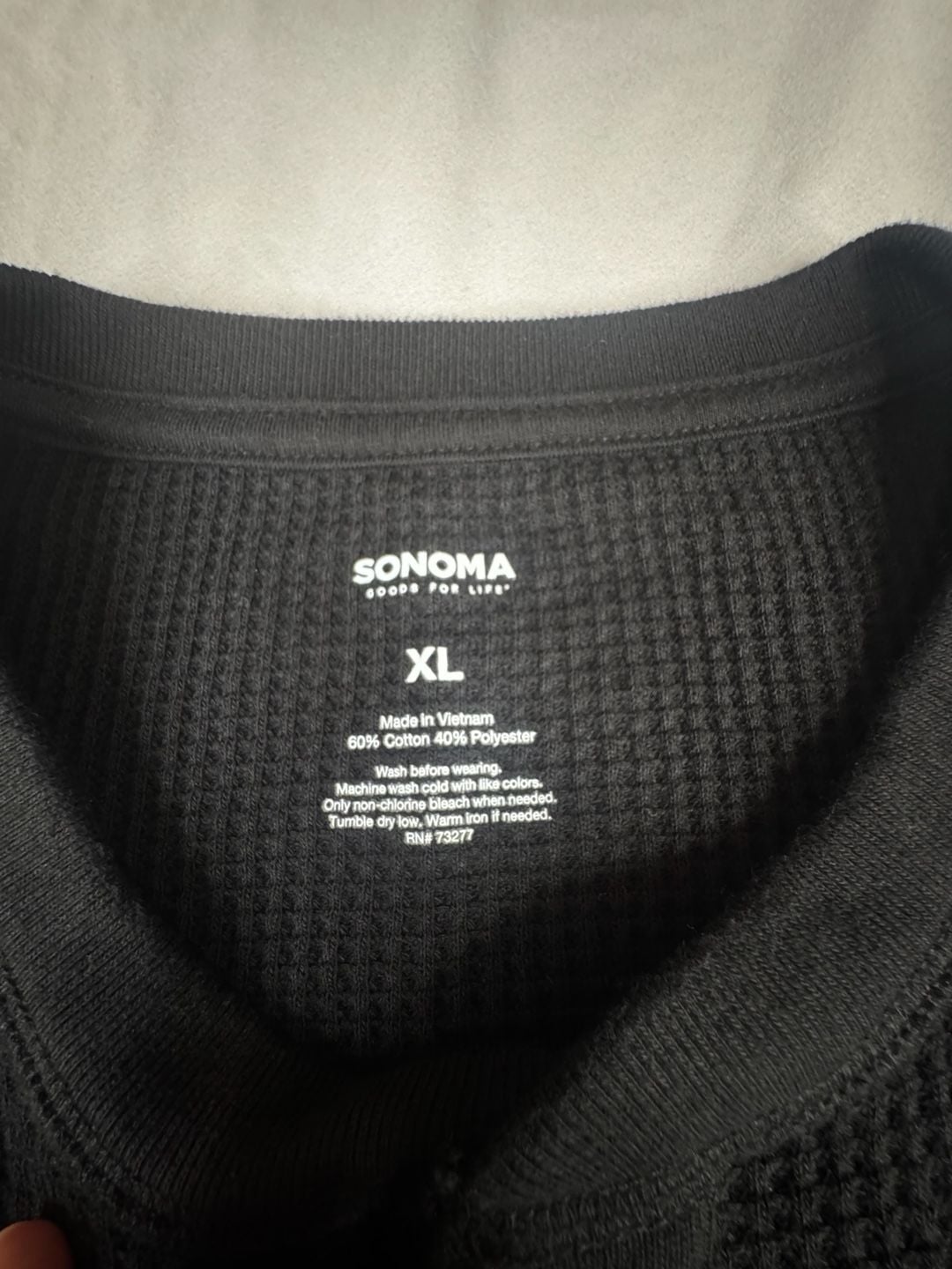 Sonoma Goods For Life Waffle Henley Shirt Size XL Black Long Sleeve 3