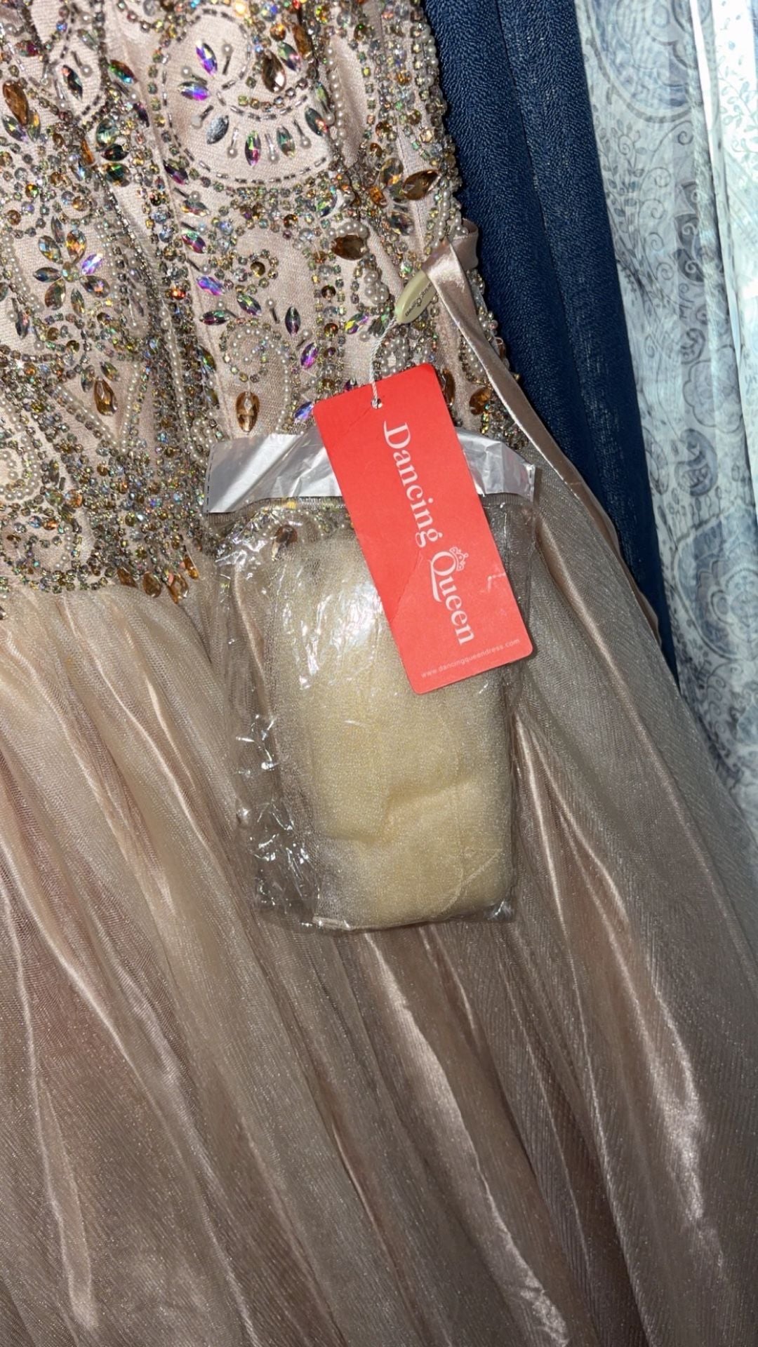 Dancing Queen Prom Dress 1106 Size M Gold Beaded Long Gown 5
