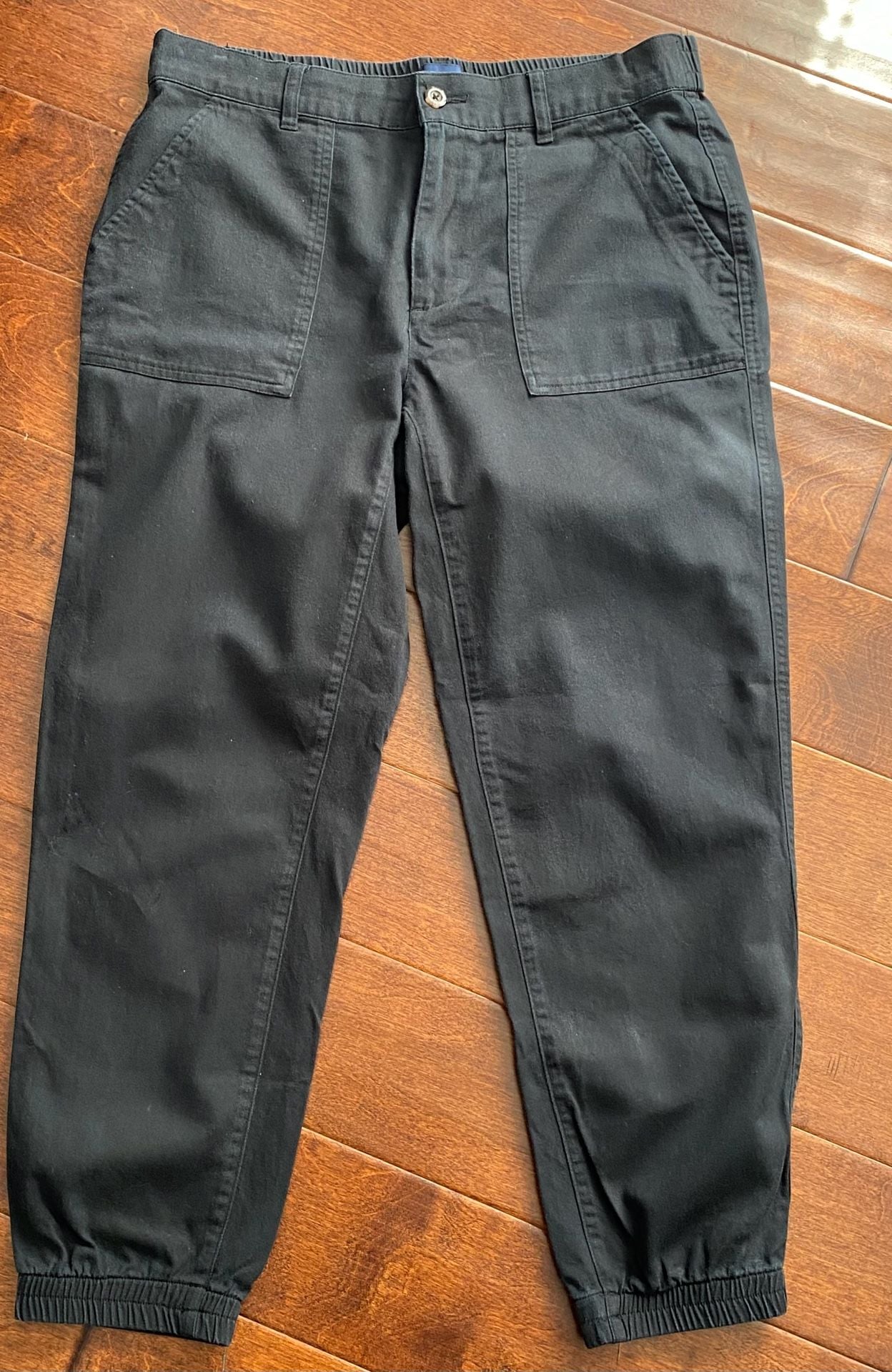 Gap Utility Jogger Pants Size M Black Twill Cuffed Hem 2