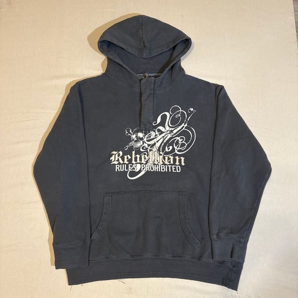 Route 66 2000s Rebellion Skull Dark Grey Hoodie Size XL
