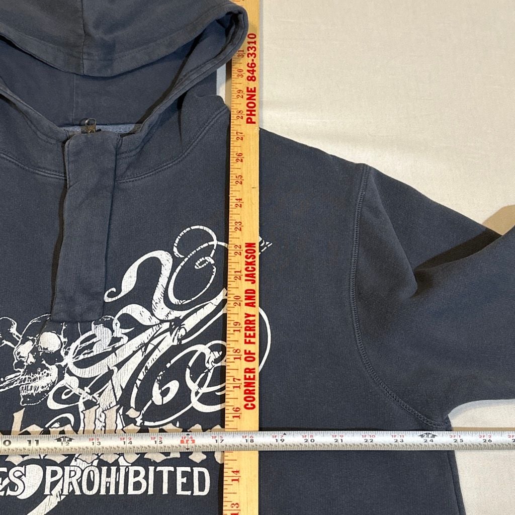 Route 66 2000s Rebellion Skull Dark Grey Hoodie Size XL 4