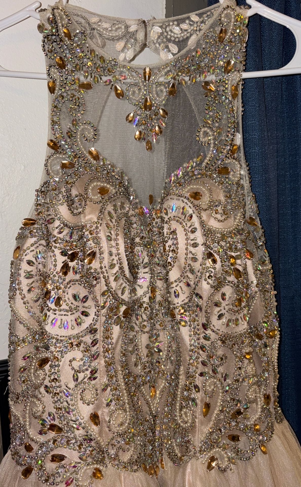 Dancing Queen Prom Dress 1106 Size M Gold Beaded Long Gown 2