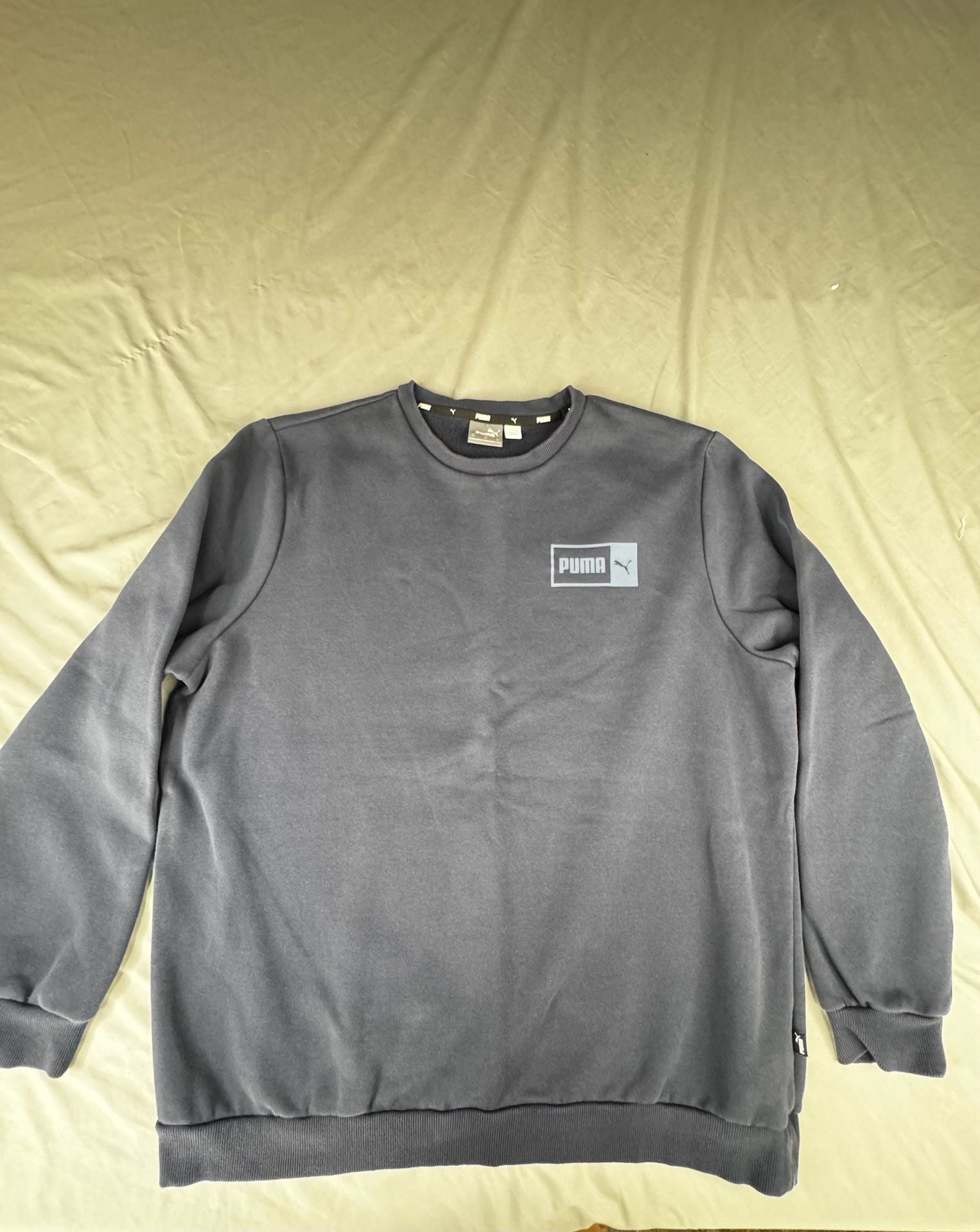 Puma Side By Side Crewneck Sweatshirt Size XL Dark Gray Graphic Pullover 1