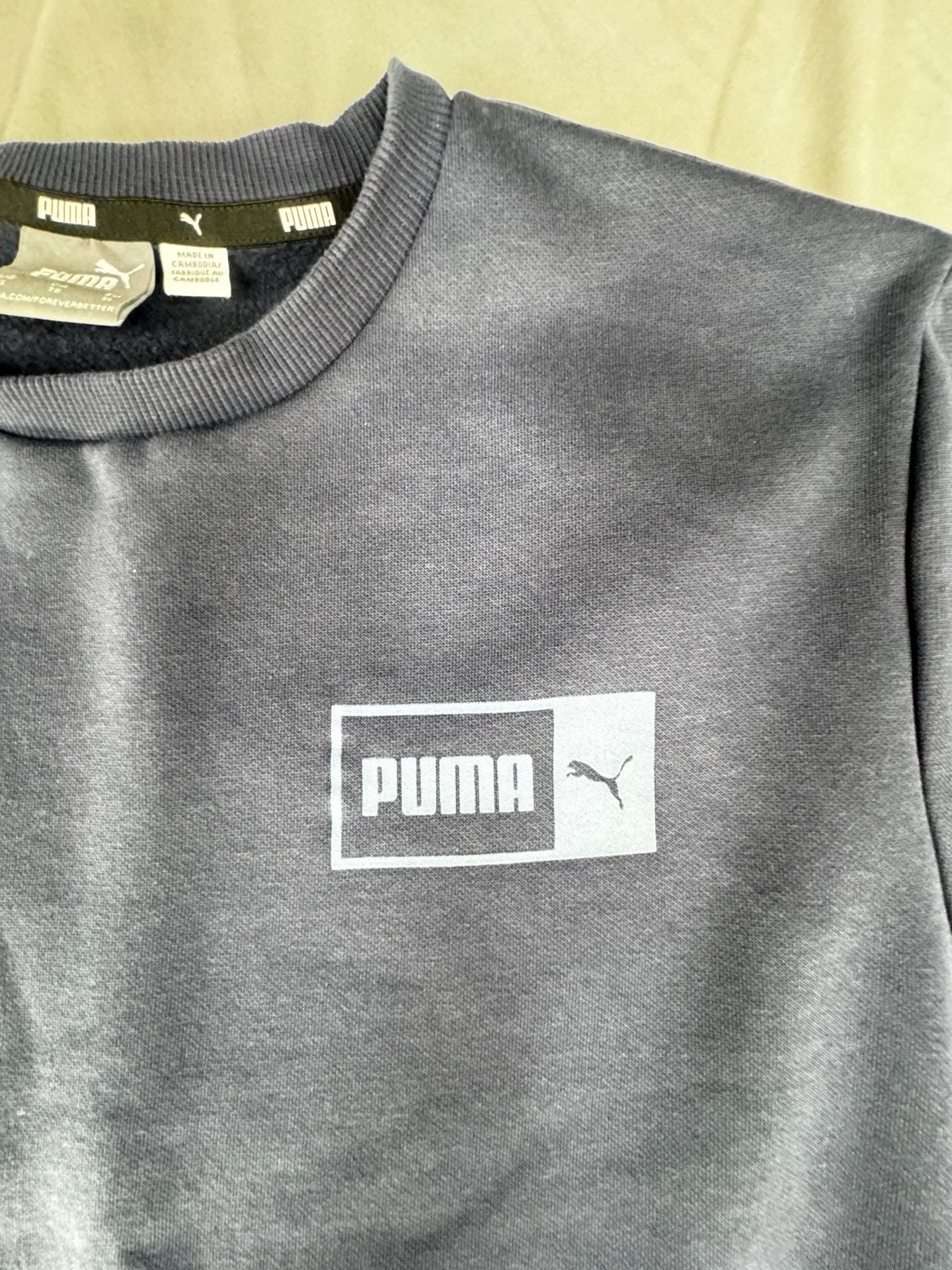 Puma Side By Side Crewneck Sweatshirt Size XL Dark Gray Graphic Pullover 2