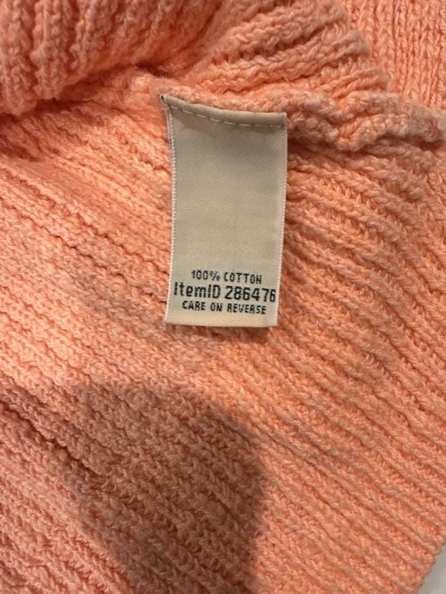 LL Bean Textured Striped Cotton Sweater Size XS Peach 100% cotton 3
