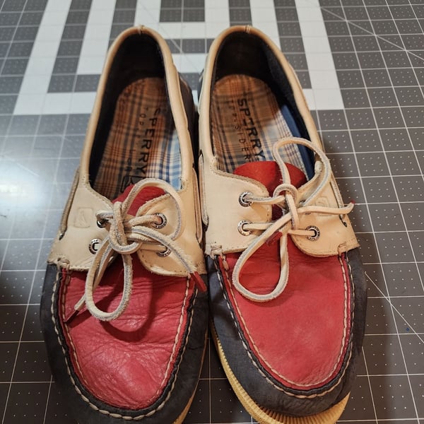 Sperry Top-Sider Boat Shoes Red White Blue Leather