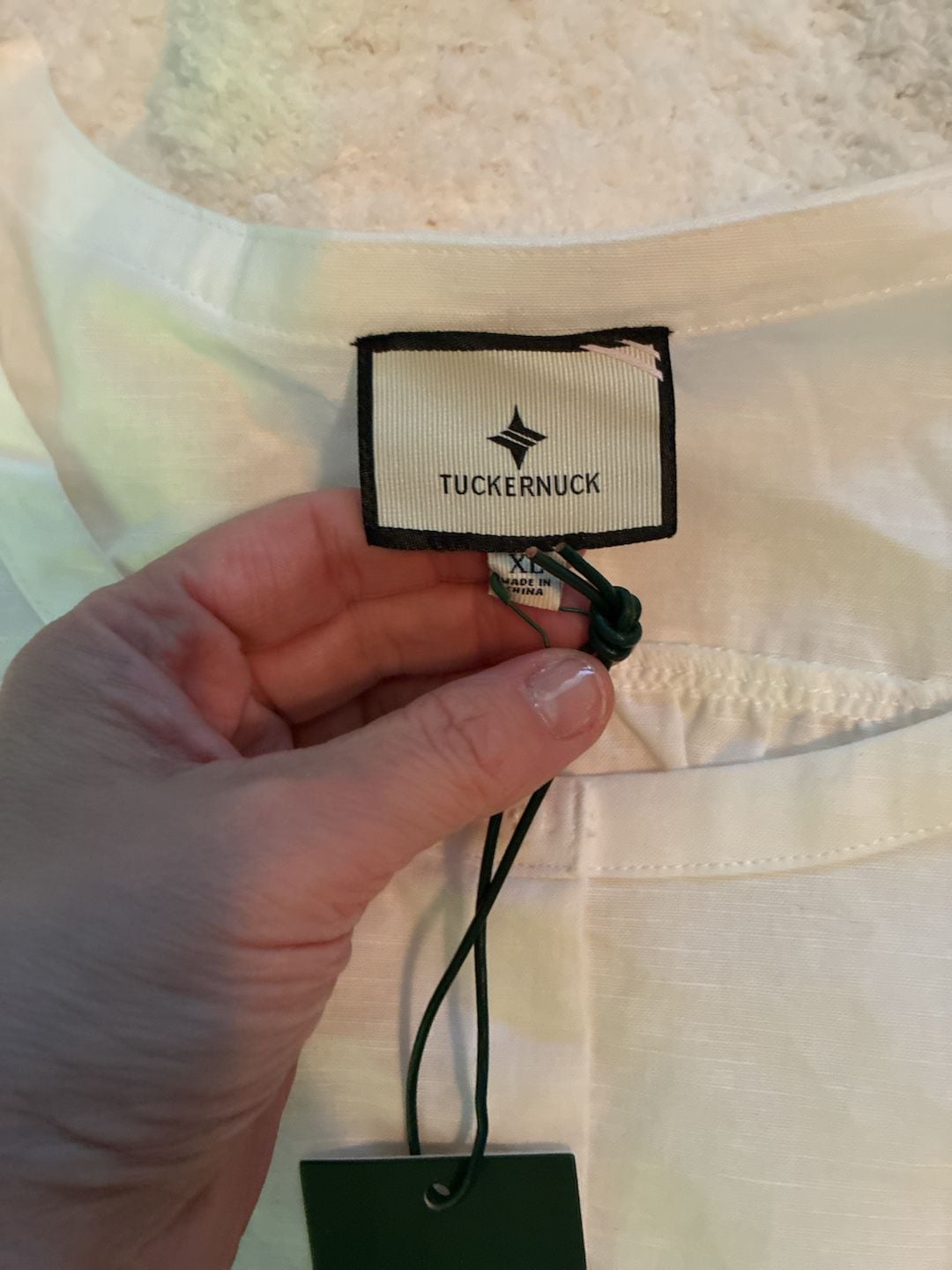 Tuckernuck White Cotton Linen Blouse Size XL Button Down Top A803 4