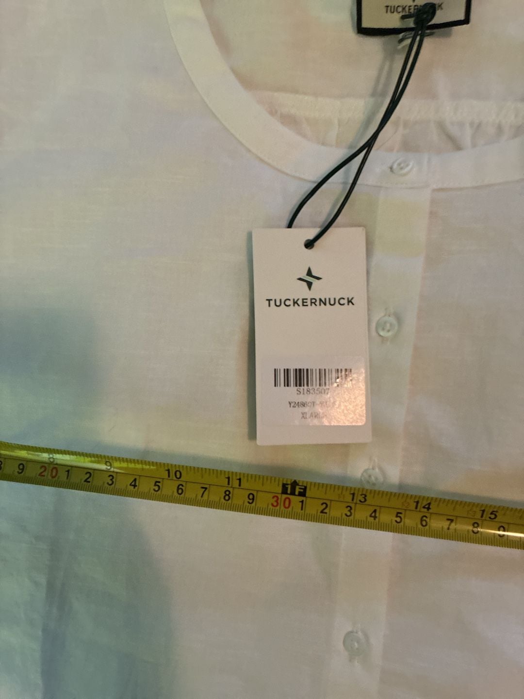 Tuckernuck White Cotton Linen Blouse Size XL Button Down Top A803 5