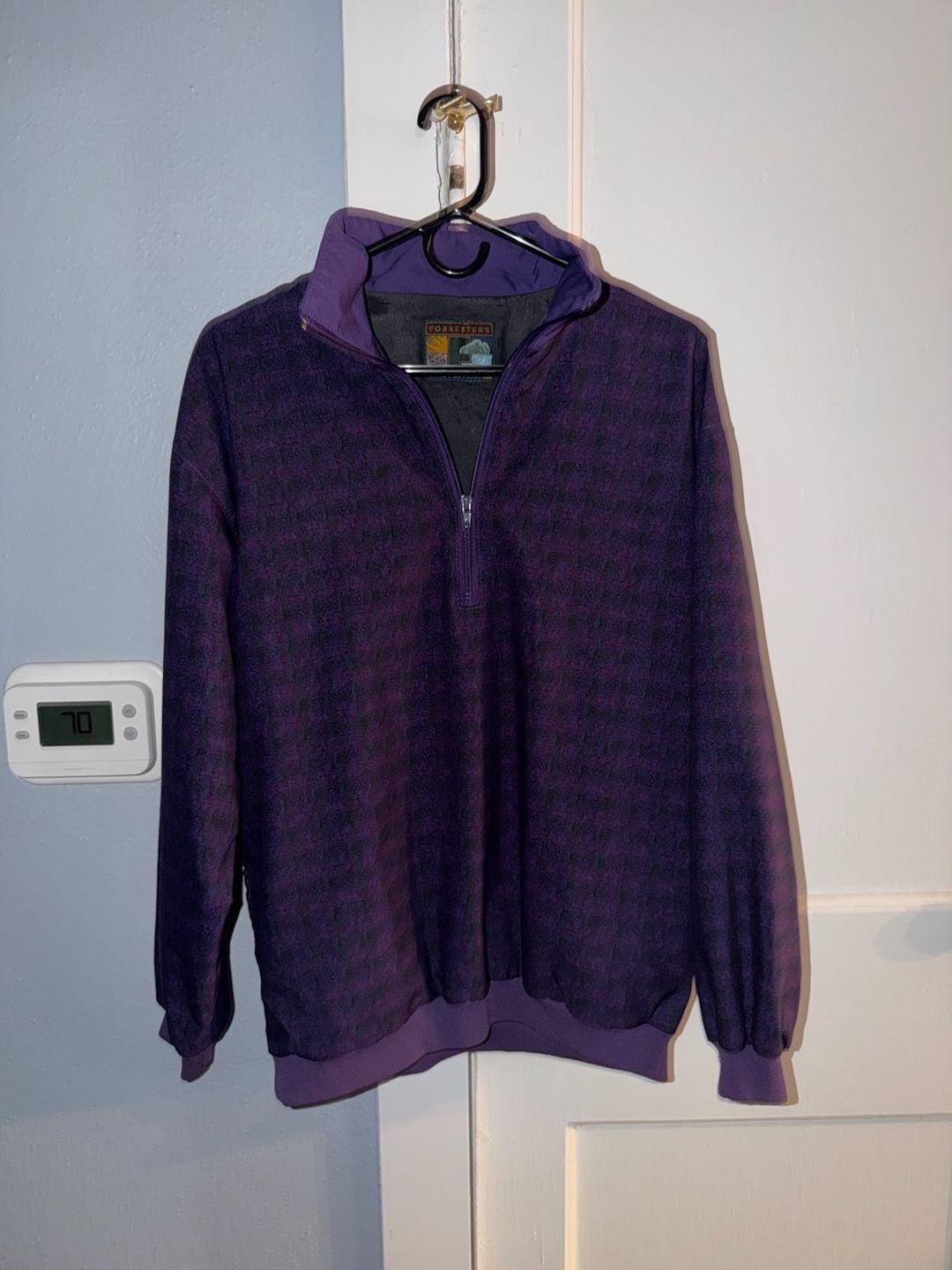 Forrester's 1/4 Zip Windbreaker Jacket Size M Purple Patterned 2