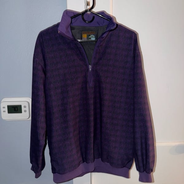 Forrester's 1/4 Zip Windbreaker Jacket Size M Purple Patterned