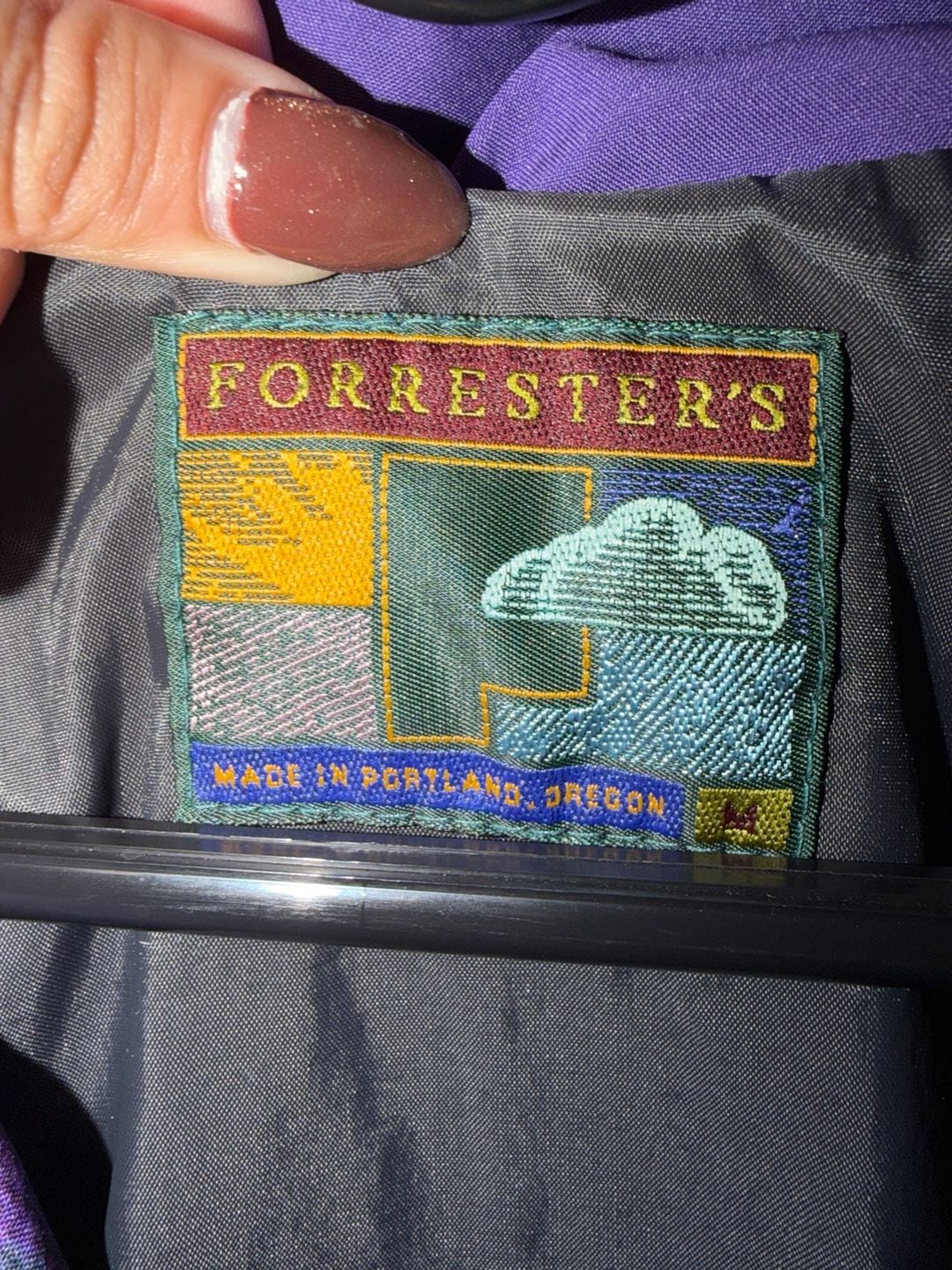 Forrester's 1/4 Zip Windbreaker Jacket Size M Purple Patterned 3