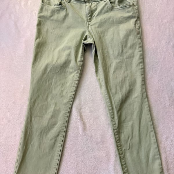 Tory Burch Cropped Skinny Jean Size 31 Light Green Denim